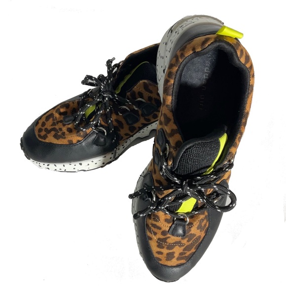 Madden Girl Akima Fashion Leopard Print Lace Up White Sole Sneakers Size 8.5 - Picture 1 of 16